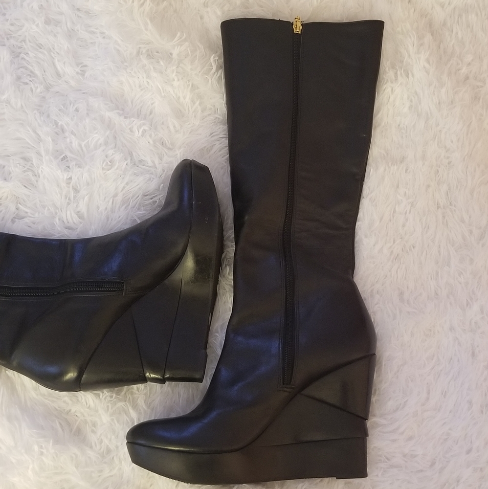 Leather Wedge Boots